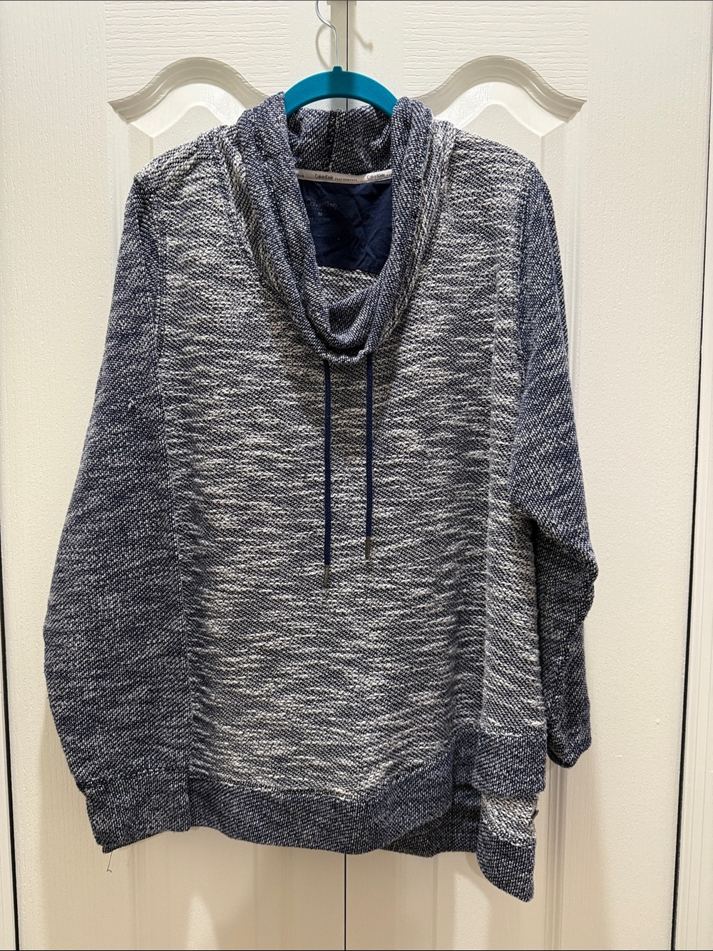 Calvin Klein Navy and Gray Marled Turtleneck Sweater
